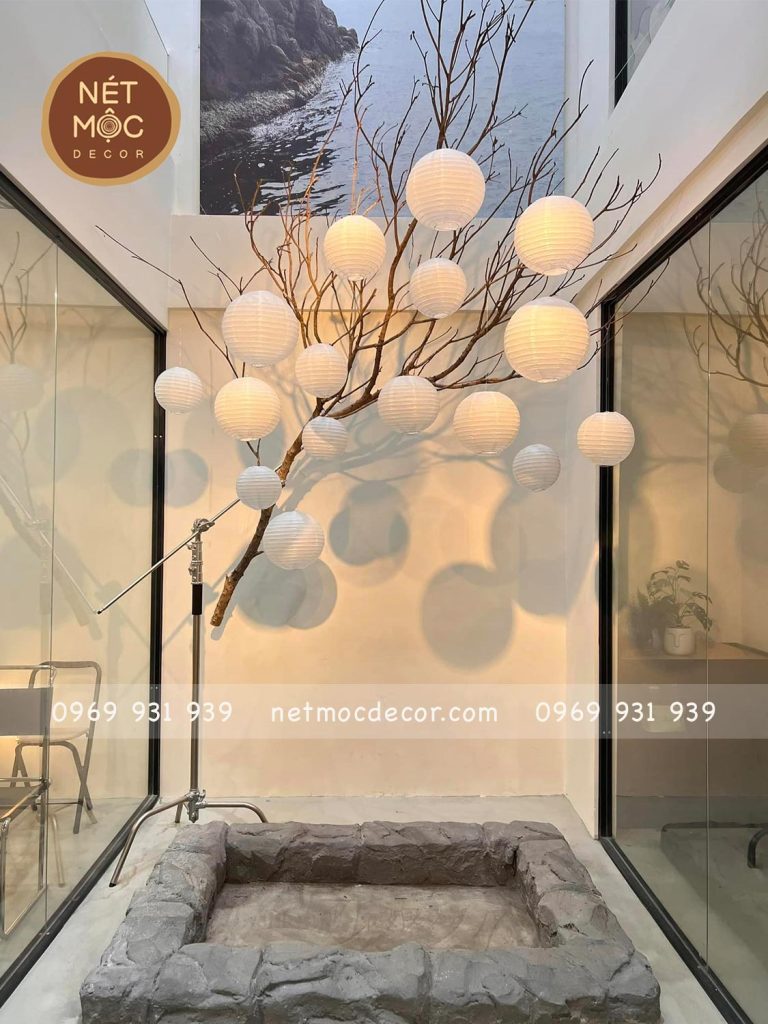 cây khô decor quán cà phê
