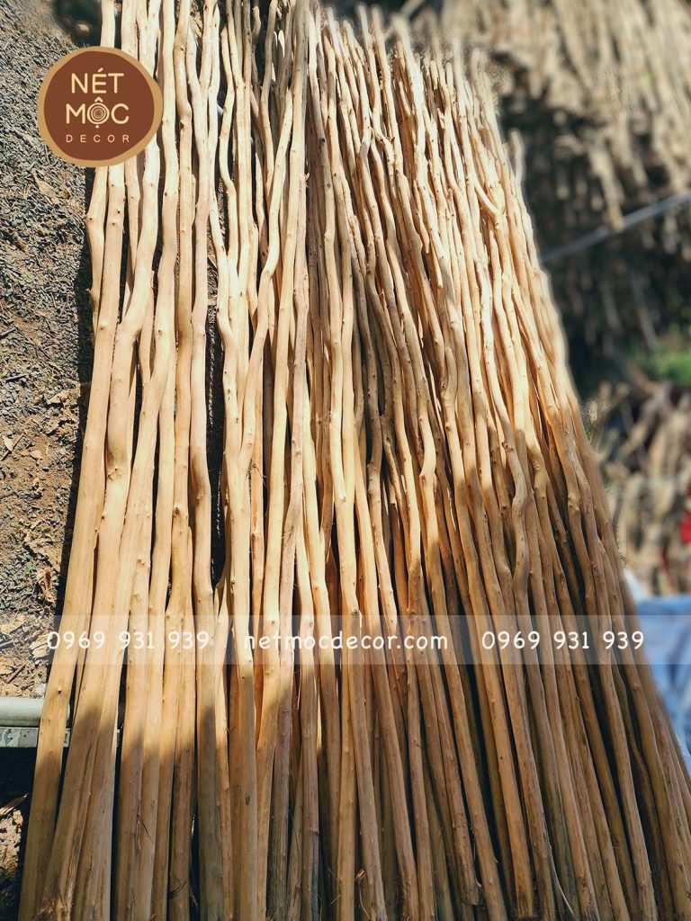 Cây gỗ khô bóc vỏ trang trí tường, trần, mái che