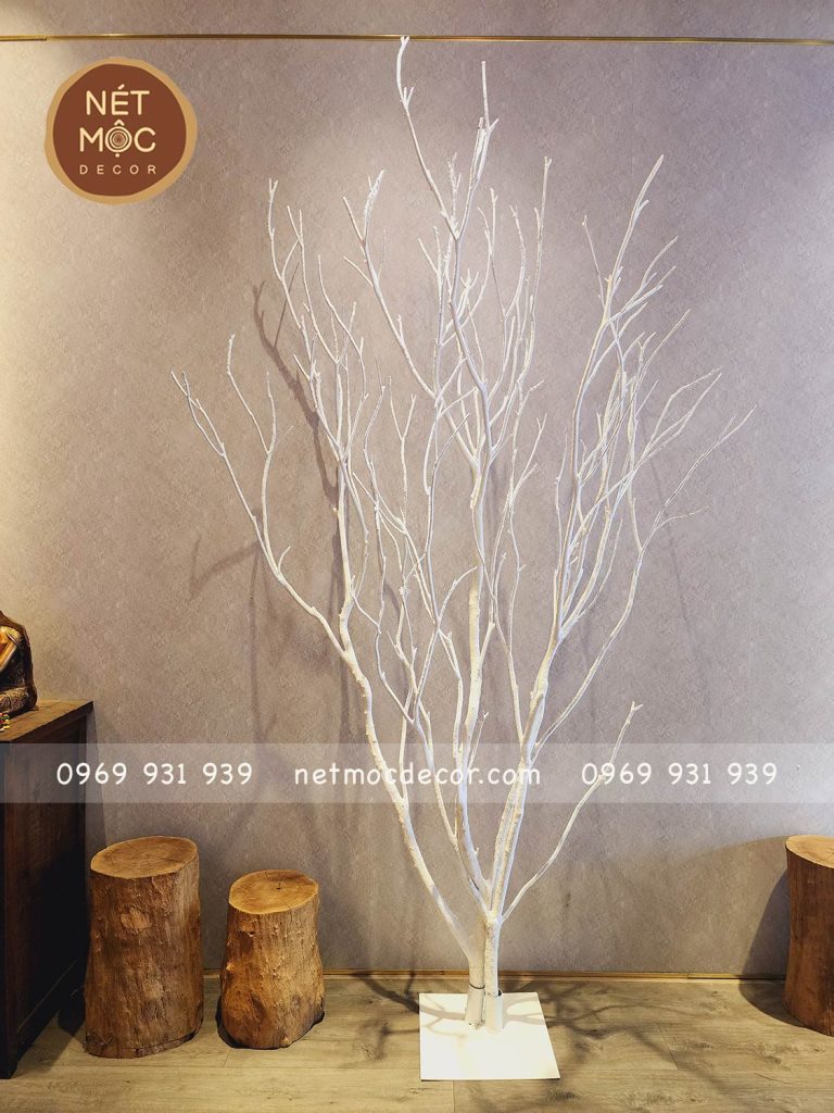 cây khô sơn trắng trang trí nội thất