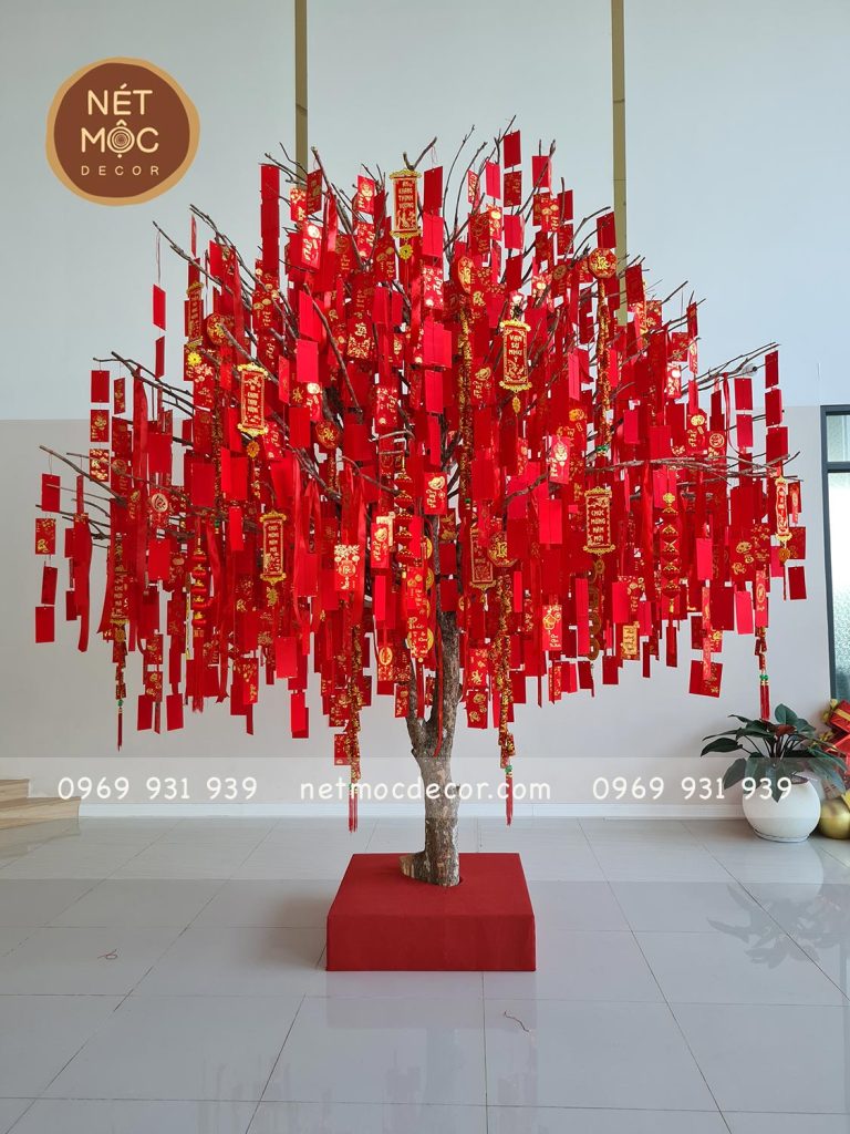 cây khô treo bao lì xì trang trí Tết